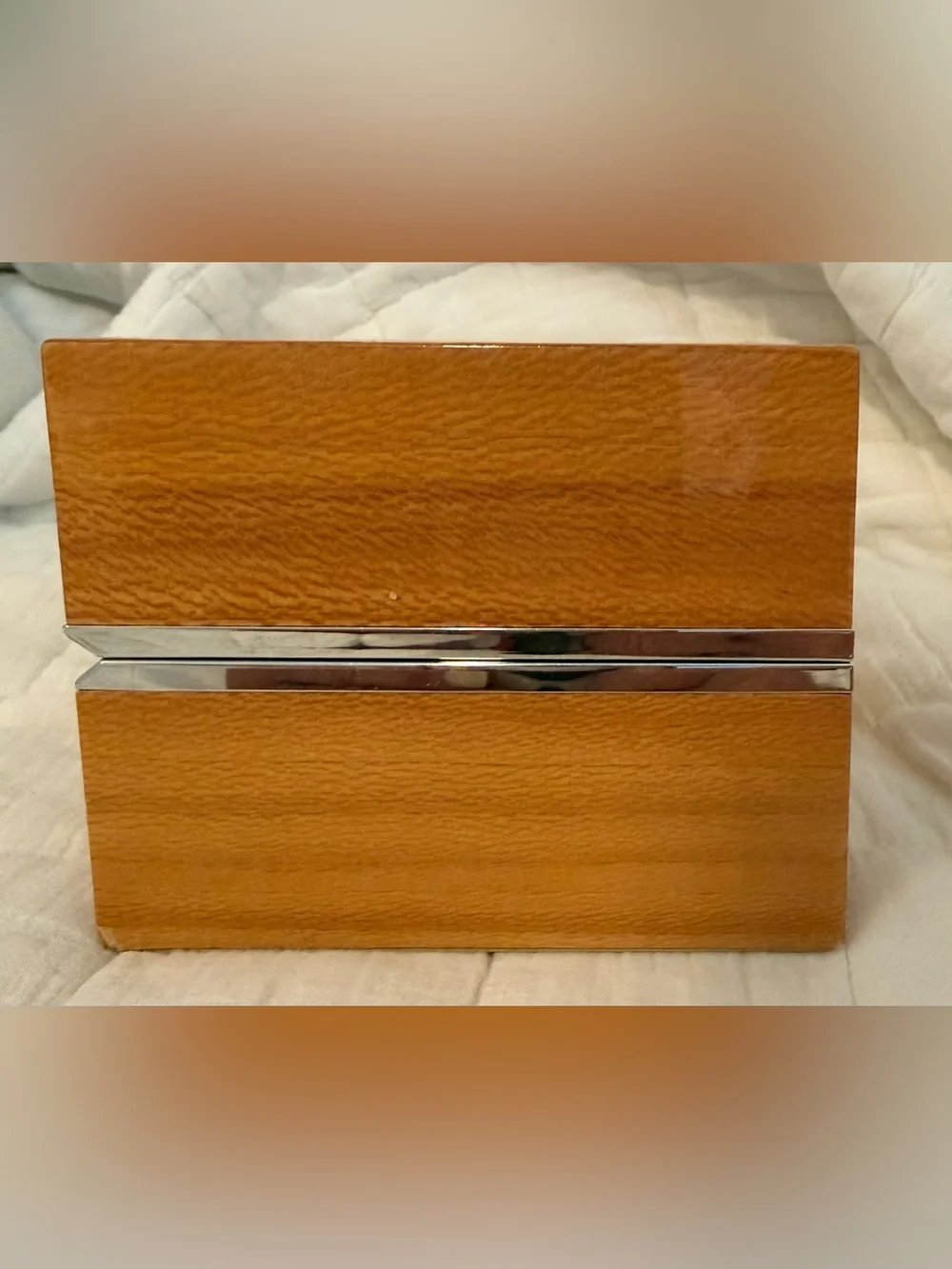 Original Concord Watch Co 382 8-Day Folding Travel Alarm Clock Box Burl Wood